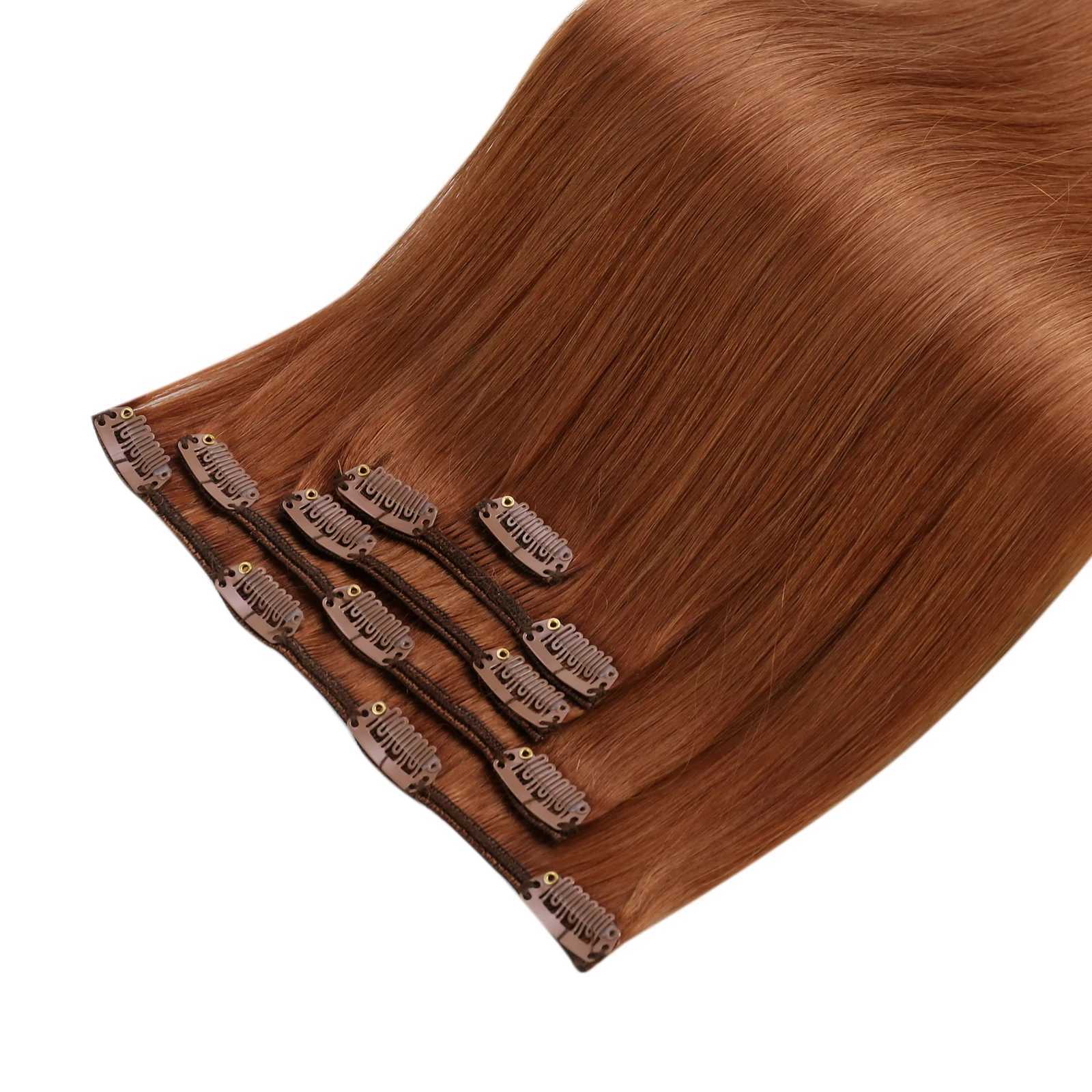 Ugeat Clip In Hair Extensions Human Hair Highlight Blonde Color Full Head Balayage Bralizian Hair 5Pcs 12inc for Salon Samples S25526