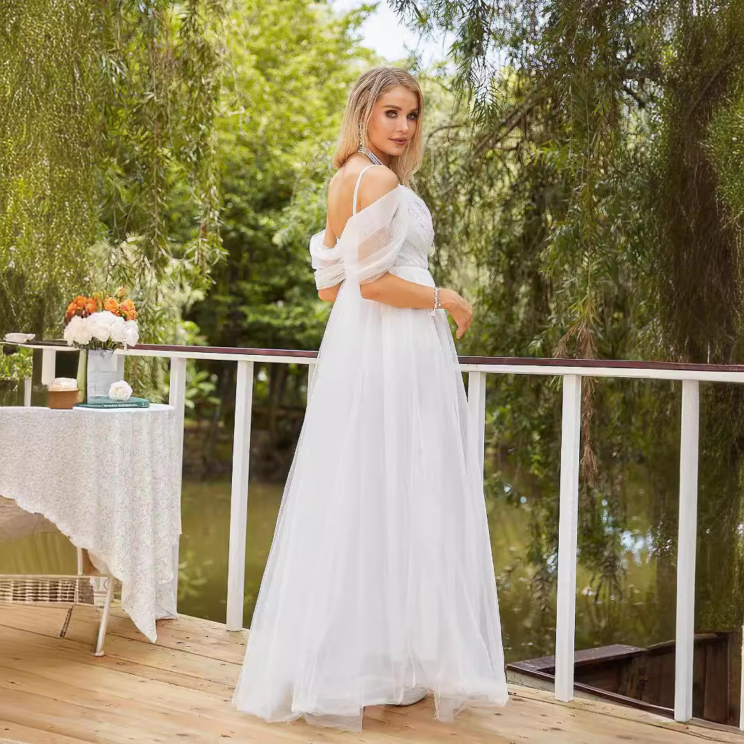 New Womens Wedding Bridal Dress Mesh Dress Grand Display