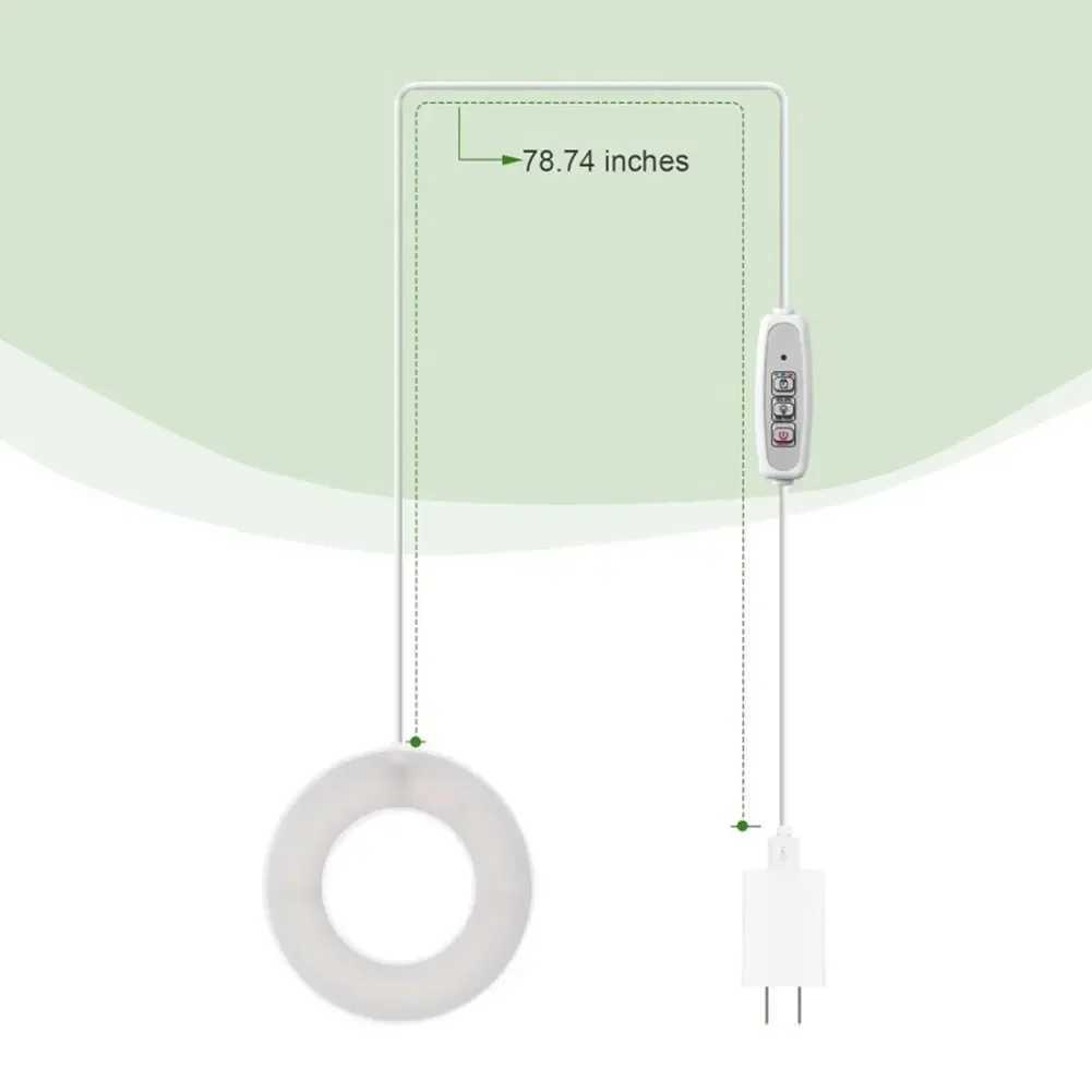 Full Spectrum Ceiling Grow Light 3/9/12H Timer LED Halo Plant Lamp Height Adjustable Under Cabinet Plant Lamp for Small PlantsXJ250526