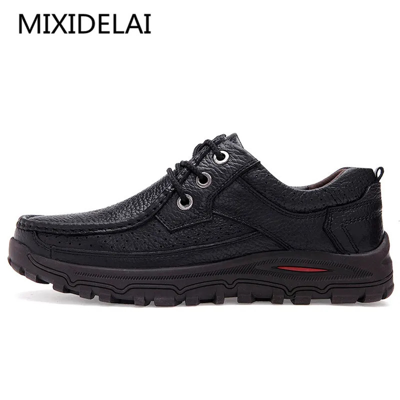MIXIDELAI Men Shoes Handmade High Quality Genuine Leather Slip On Comfort Business Man Casual Big Size 47 48 250526