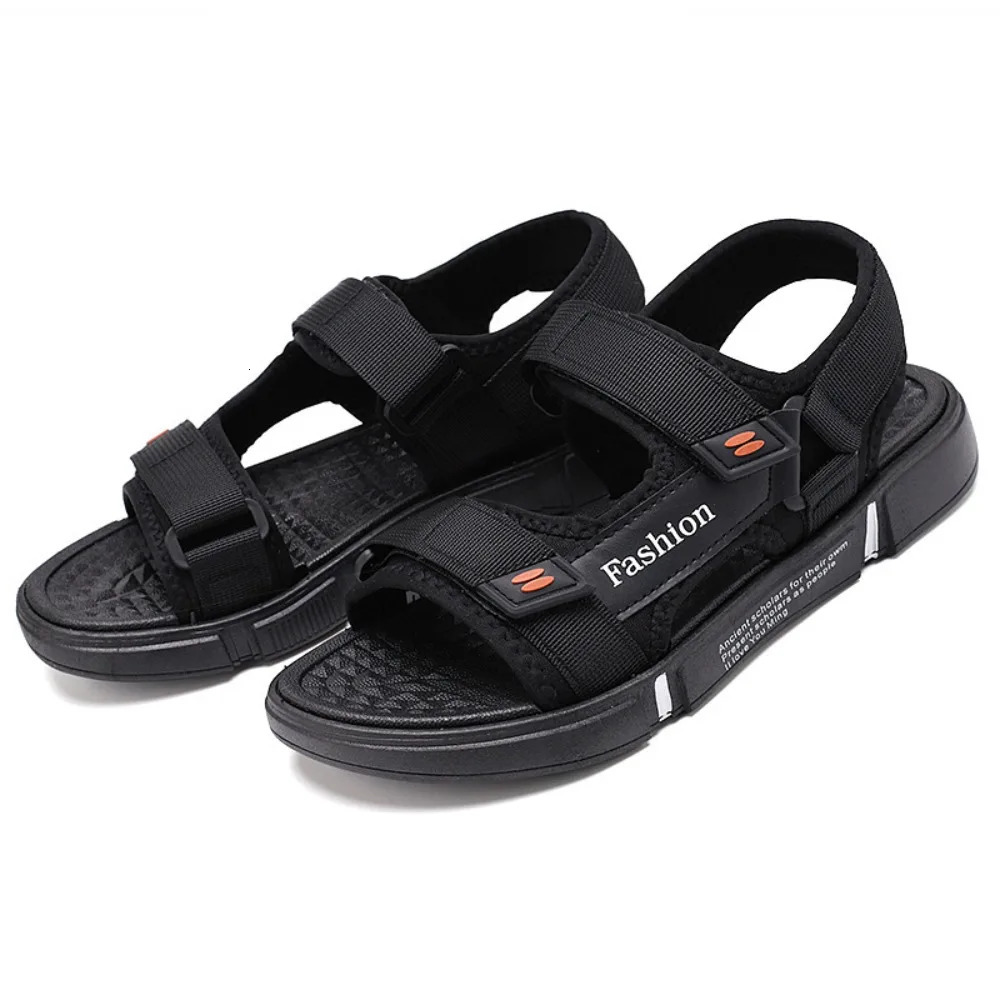Fashion Peep Toe Sandals Shoes Men Thick Soled Anti Slip Ankle Buckles Slippers Letter Beachwear Male Slides Boys 250523BJ - view 3