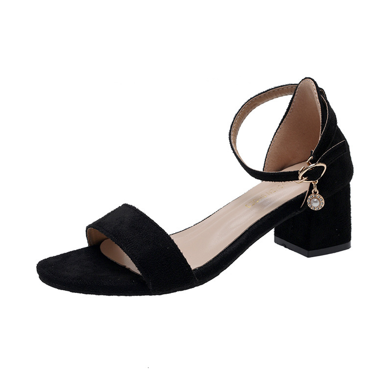 Casual Shoes Large Heel For Women S Summer New Korean Edition Simple And Fashionable One Word Buckle Strap Thick Low Heels Fashion Sandals Ddmysaturn