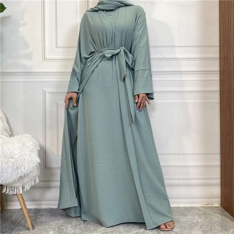 Abaya Women Muslim Long Dresses African Open Kaftan Dubai Turkey 2 Piece Set Islam Morocco Clothing Caftan Fashion Modest