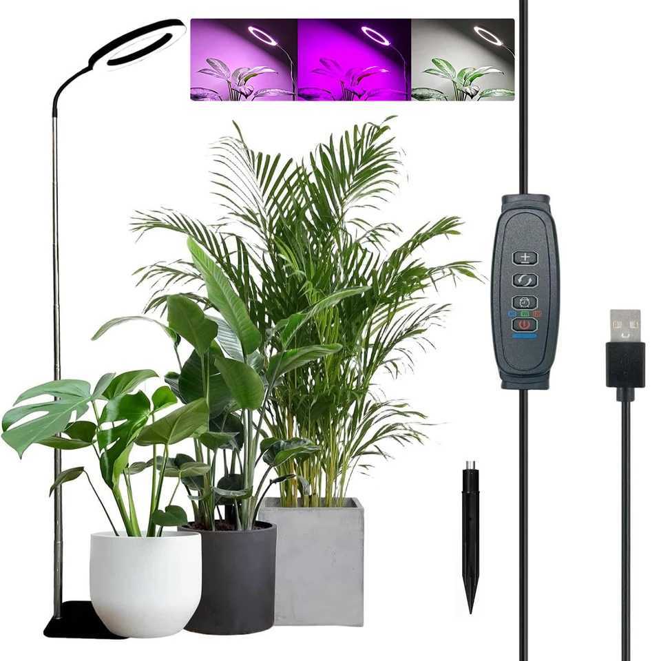 Full Spectrum 72 LEDs Grow Light for Indoor Plants Dimmable 3 Modes Timer Height Adjustable Gooseneck Halo Plant Grow Floor LampXJ250526