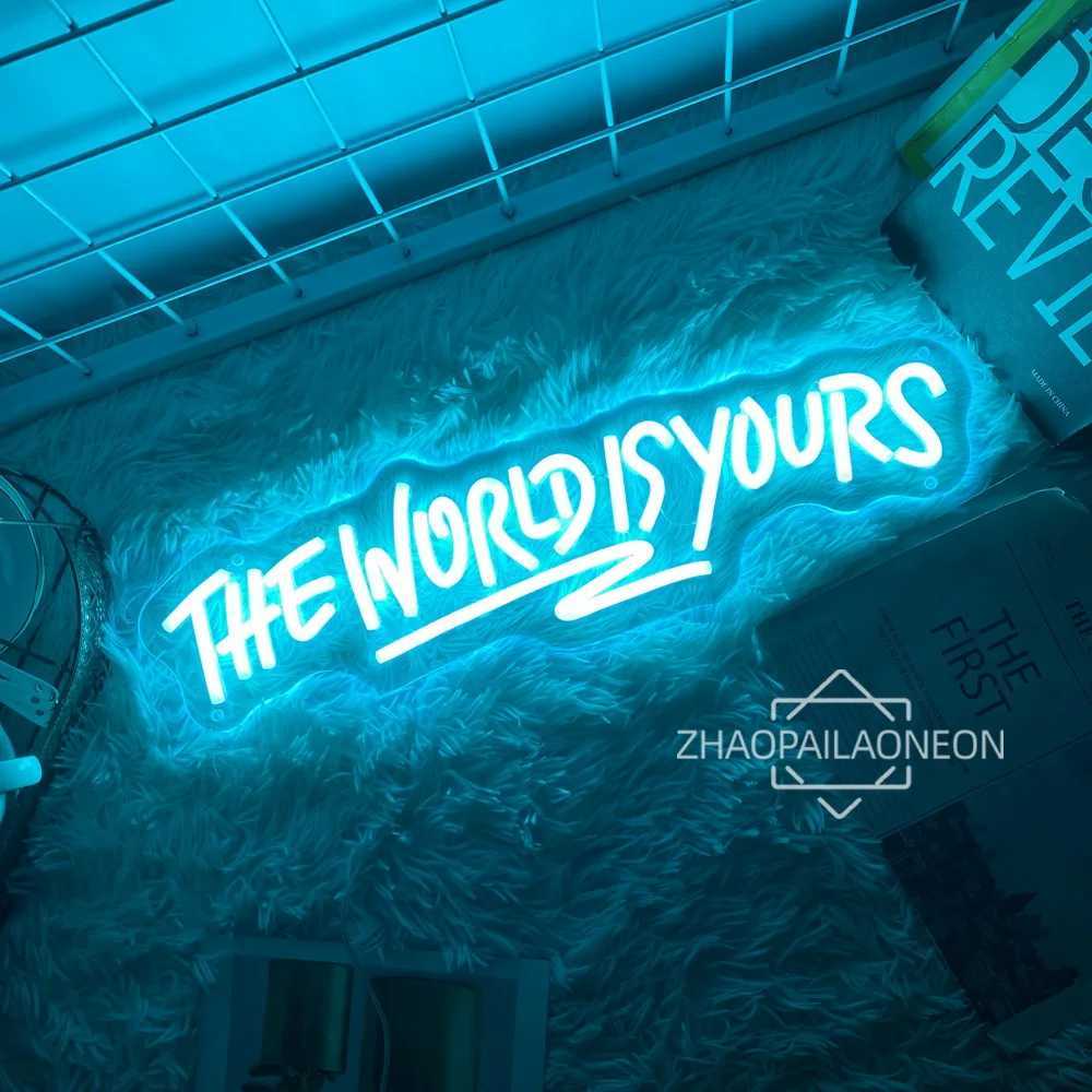 Neon Sign The World Is Yours Neon LED Sign Boy Girl Bedroom Game Room Decor Wall Hanging Neon Lights Personalized Gift Birthday W250526