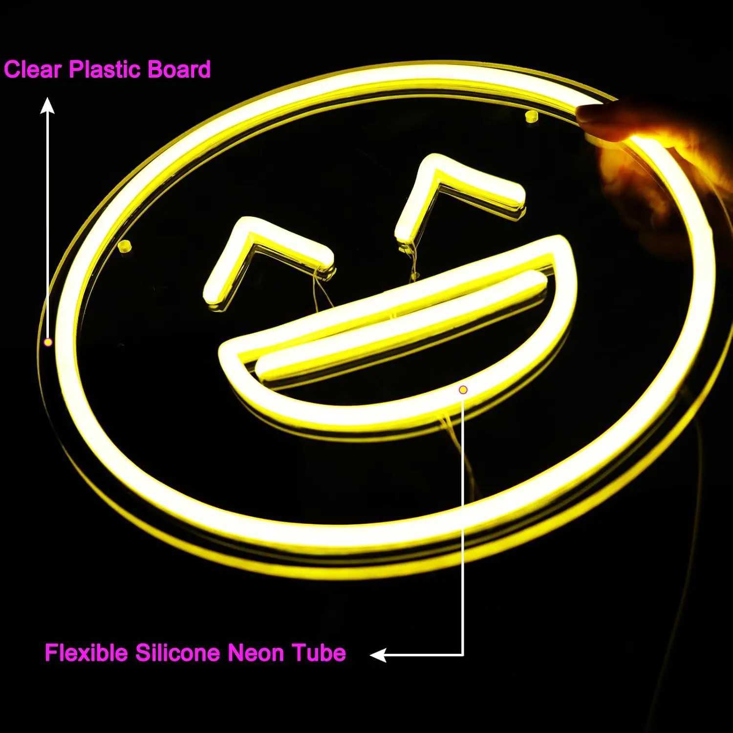 Smiley Face Neon Sign Smile Face LED Light Up Sign for Home Kids Room Office Wedding Birthday Party Decor for Christmas Gift W250526