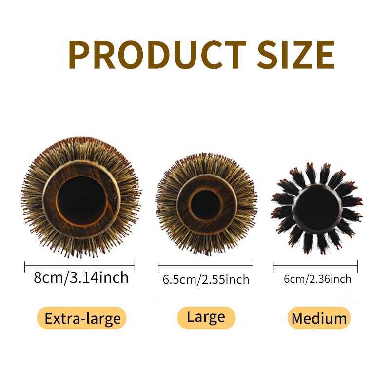 Professional Boar Bristle Round Hair Brush for Women and Men Hair Styling Comb Salon Hairdressing Hairdresser Wood Round Brush R250526