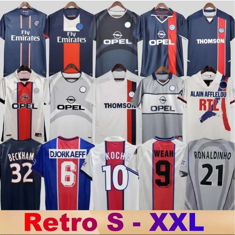 OKOCHA Retro SOCCER JERSEYS 93 94 95 96 LEROY ADAILTON Beckham 98 99 00 01 02 03 90 92 classic RAI ANELKA Ibrahimovic camisas de futebol RONALDINHO SIMONE