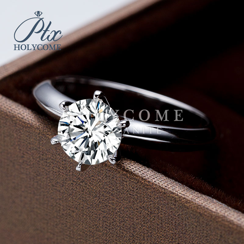 Luxury Moissanite Diamond Ring With GRA Certificate S925 Sterling Silver Wholesale D Color VVS 1ct Moissanite Classic 6-Prong Wedding Rings