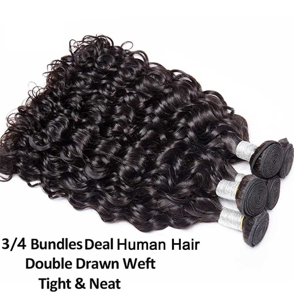 12A Water Wave Bundles Human Hair 100% Unprocessed Virgin Hair Cheap Wet And Wavy Hair 3/4 Bundles Deal Peruvian Deep Wave Hair S25526