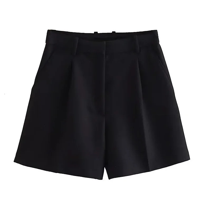 TRAF Female Shorts Black Pink Shorts Woman Summer 2024 Pleated Baggy White Shorts For Women Casual High Waist Short Pants 250515bjbj