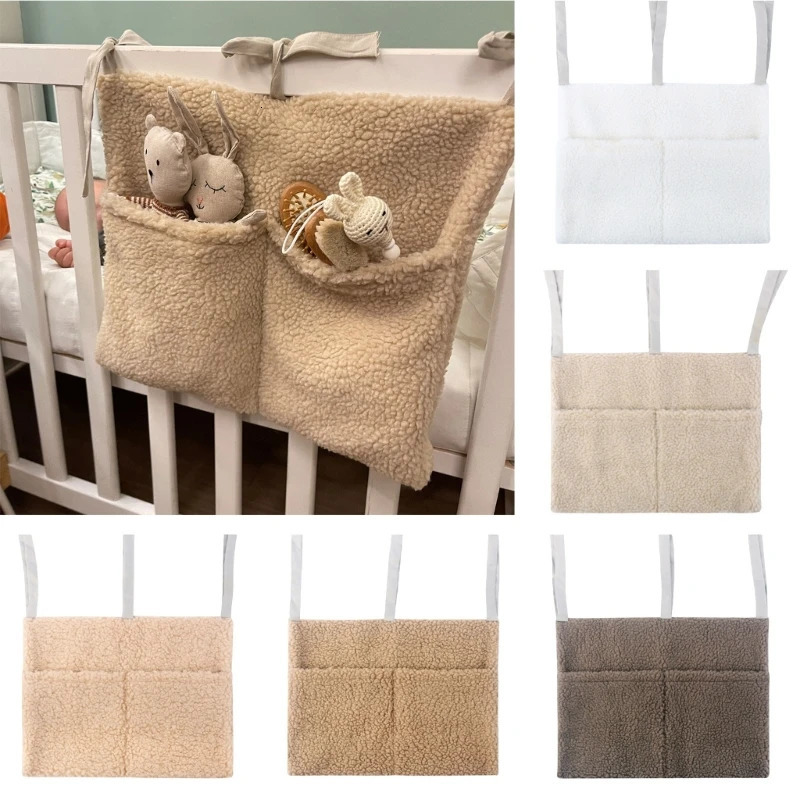 Practical Baby Crib Storage Bag Organizers Bedside for Diapers Small Items 2 Pockets Versatile 250517z