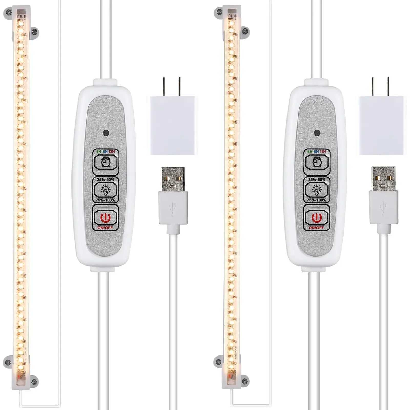 Full Spectrum LED Grow Light Strips with Auto Timer 4 Dimming Levels for Indoor Plants Greenhouse/Hydroponics/SucculentXJ250526