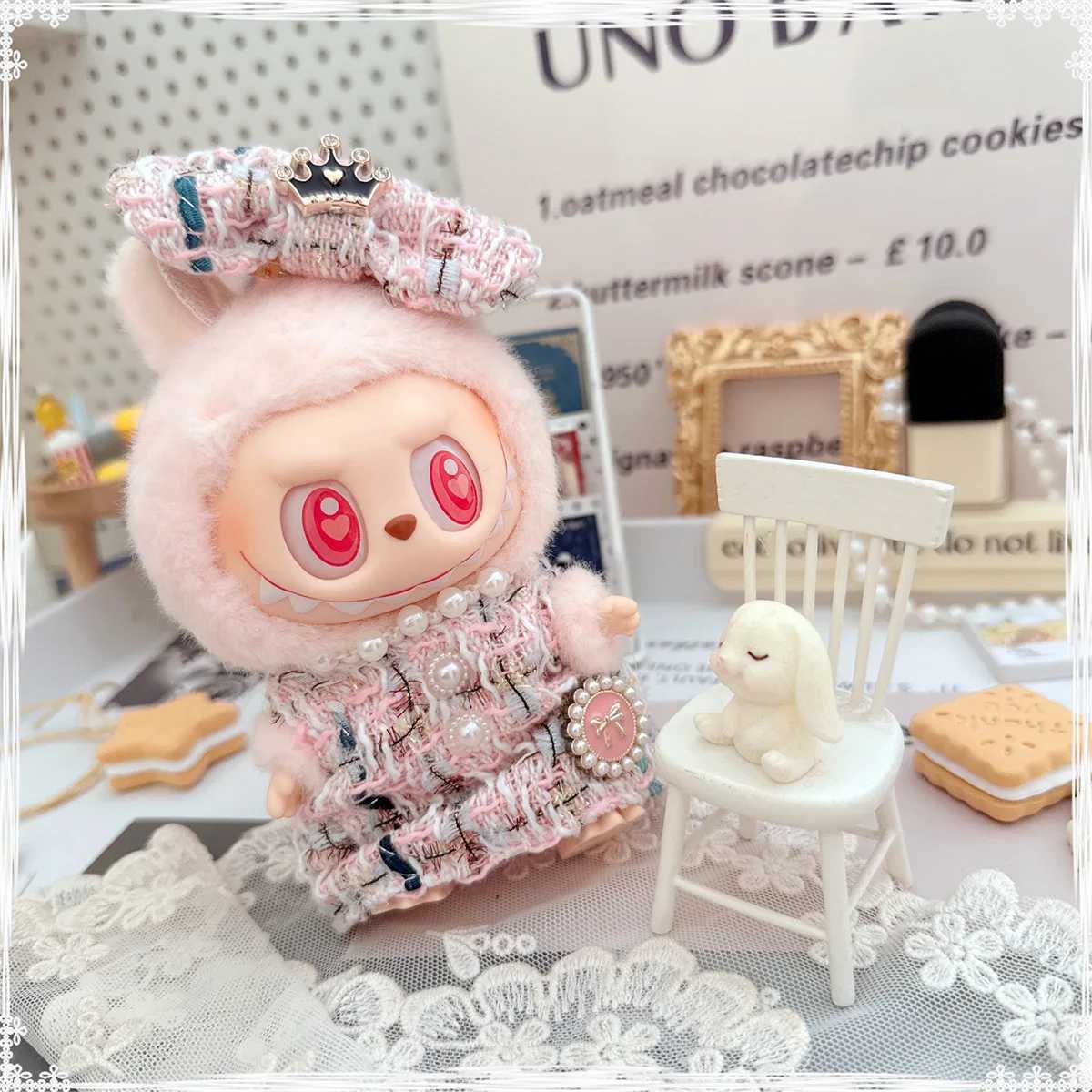 17cm Labubu Doll Accessories Clothes Advanced Luxury Design Sweet Woolen Suit Labubu Clothes Crossbody Bag Princess Shoes X250526