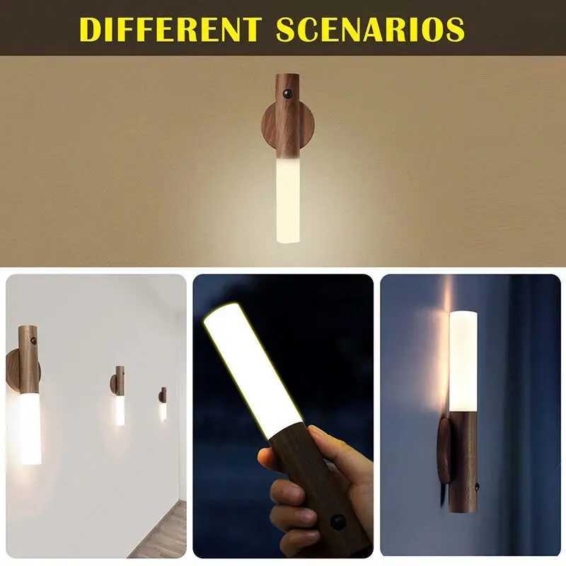 1/2/4PCS Motion Sensing Night Light Rechargeable Wireless Corridor Wall Light Wardrobe Light Bedroom and Home Desk LampXJ250526