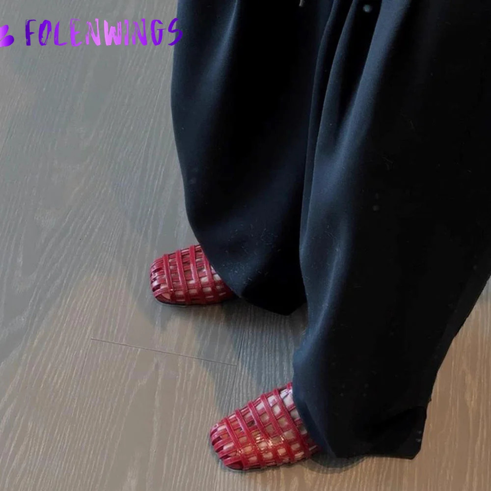 Summer Square Toe Hollow Flat Sandals For Women Breathable Slipon Walking Comfy Shoes 250526BJ - view 4