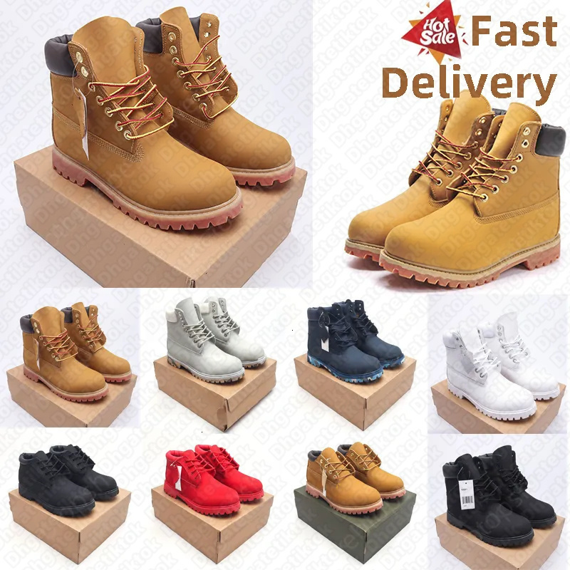 designer men women timbs boot wheat black white brwon grey pink red army green blue Ankle mens trendy booties winter shoes