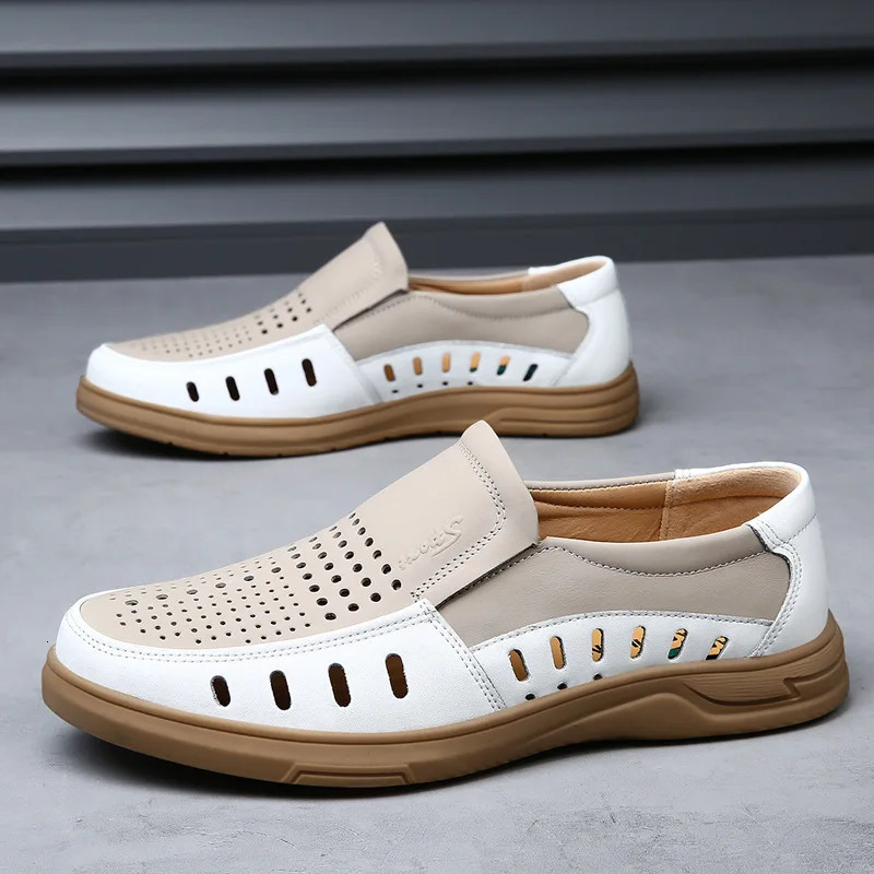 Leather shoes summer casual wear resistant breathable cow tendon outsole leather soft mens sandals 250523BJ - view 3