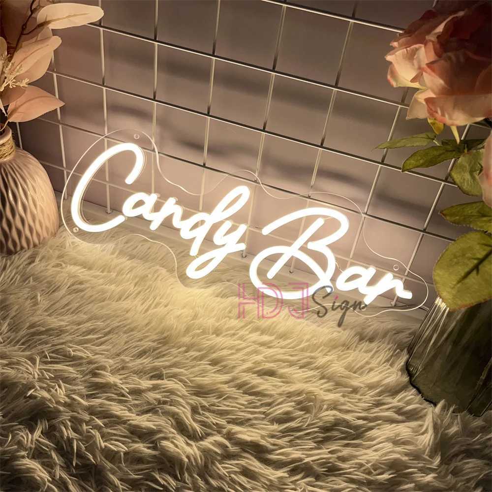 LED Neon Sign Candy Bar Neon Light Sign Wall Decoration for Candy Store Room Party Decor Kids Birthday Gift Night Neon Lights W250526