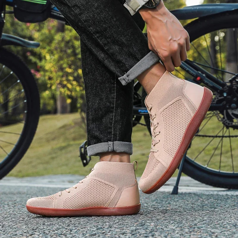 Wider Shoes Mens Minimalist Barefoot Male Breathable Mesh High Top Unisex Outdoor Athletic Sneakers 250526