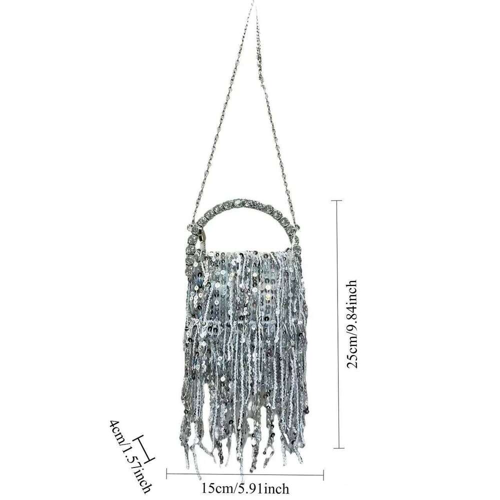 Women's Bags Designer Ladies' Fashionable Elegant Sequin Tassel Handbag, Sparkling Ladies' Wallet Suitable For Daily Use And Banquets