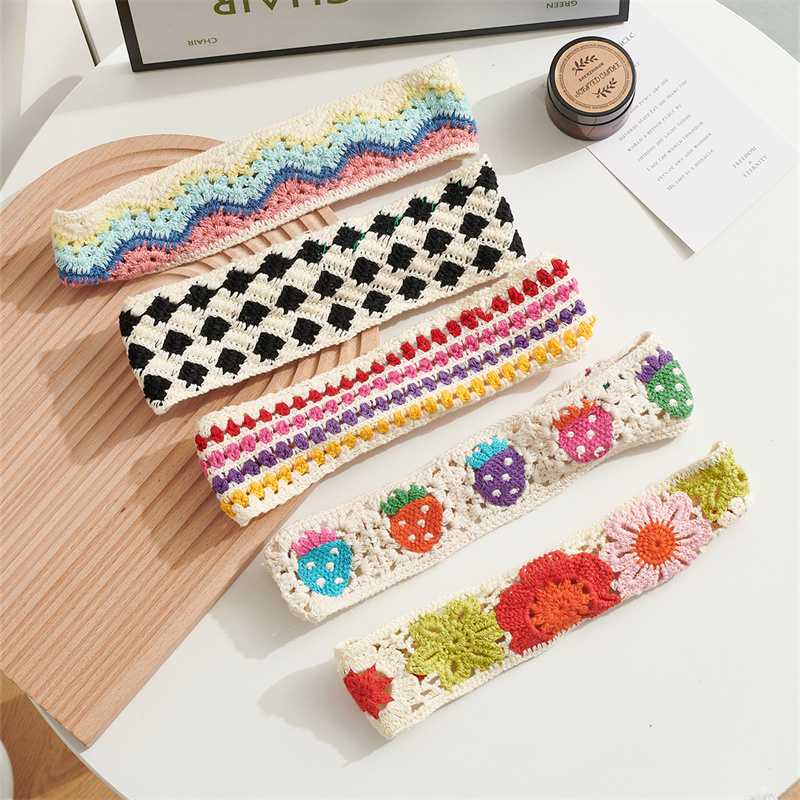 Women's Bohemian Knit Headband Cozy Ear Warmer Headband for Music Festival/Christmas/Travel Vintage Hippie Hair Accessories