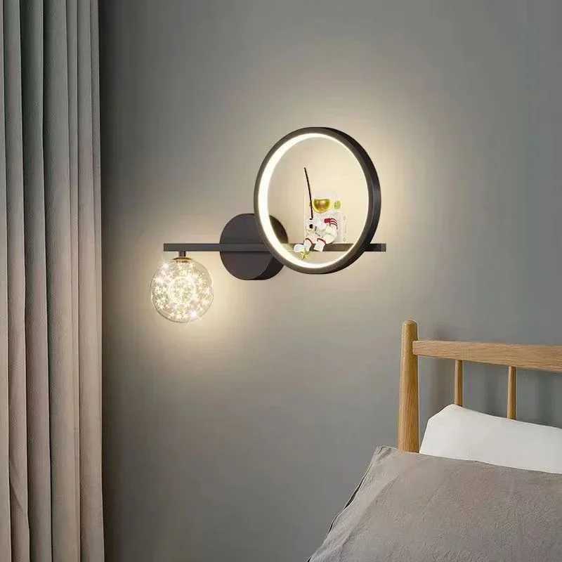 Childrens Room Bedside Creative Astronaut LED Wall Lamp Night Light Space Decor Living Room Bedroom Background Wall LightingXJ250526