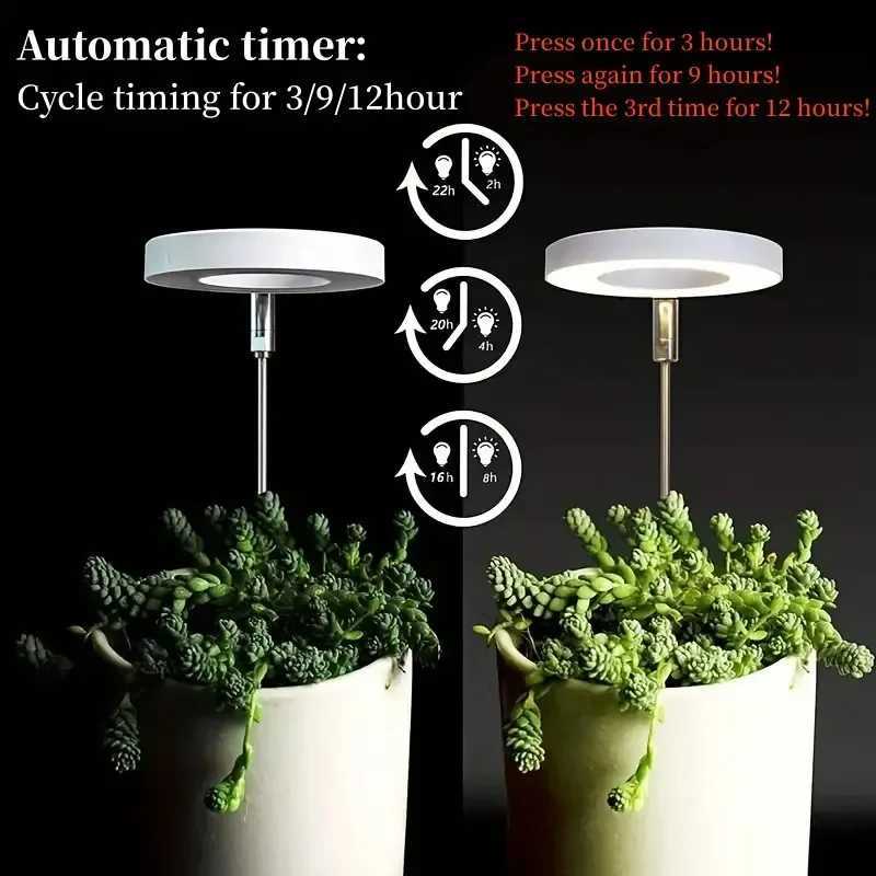 USB LED Retractable Plant Light Grow Light Angel Ring Succulent Red And Blue Light Full Spectrum Flower Timer Plant Fill LightXJ250526