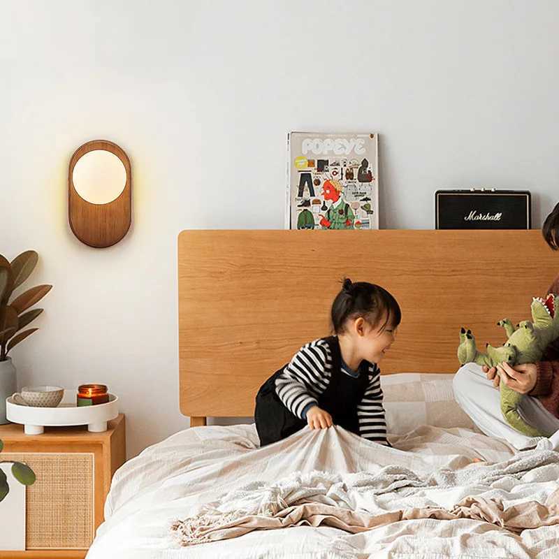 Minimalist Wall Lamps Indoor Nordic LED Wall Light Wood Wall Lighting For Living Room Bedroom Aisle Study Home Decorative FixtureXJ250526