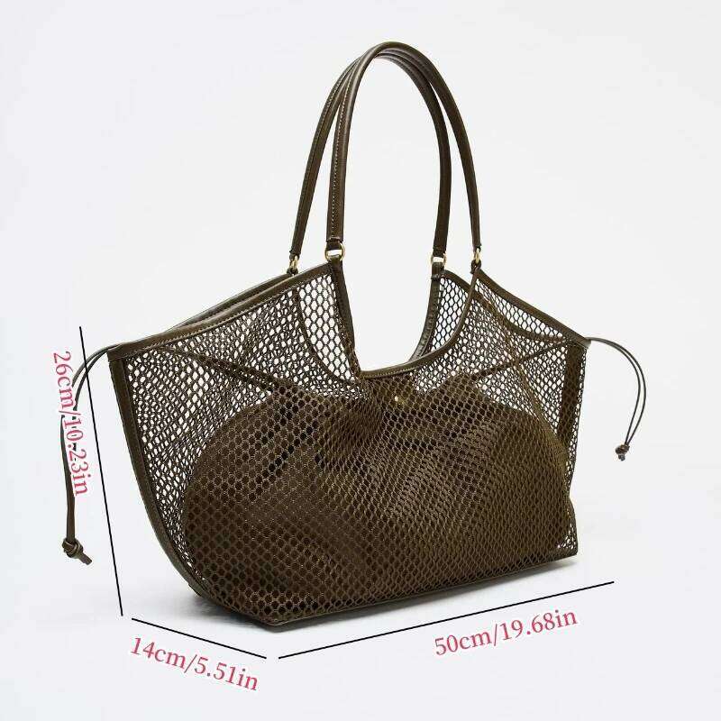 Women's handbag designer mesh shopping bag new designer PU handbag, spacious handbag, large capacity women's travel luggage bag