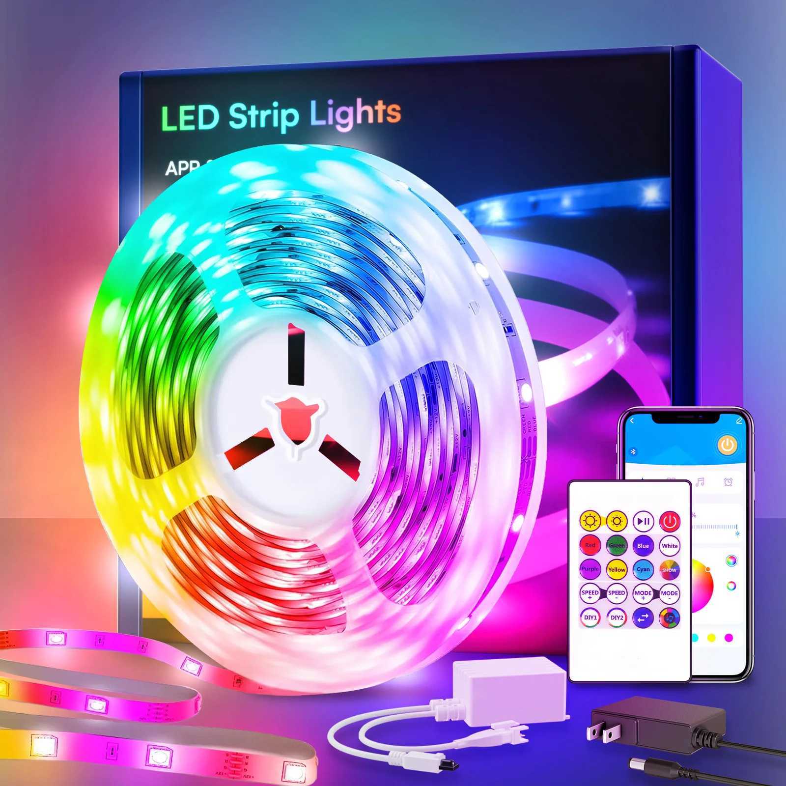200ft smart LED light strip (2 rolls 100ft) bedroom color-changing RGB light with built-in microphone that can rhythm with music su W250526