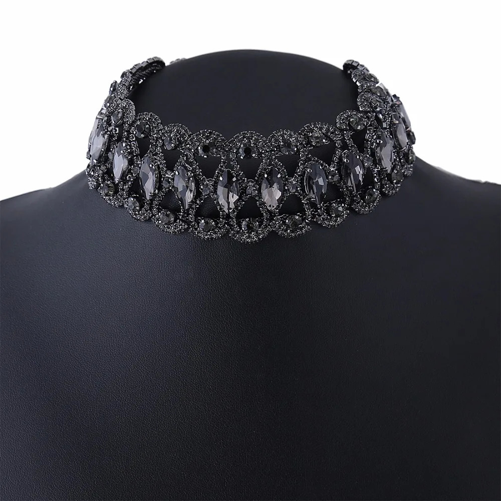 Rhinestone Choker Necklace Statement Necklaces For Women Big Fashion Necklace Collar Party Chunky Necklace Collier Bijoux 250519