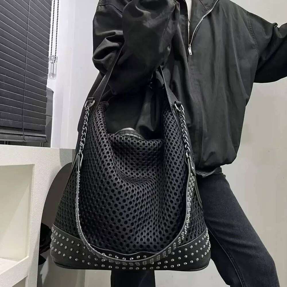 Women's Bags Designer Ladies' Fashion Y2k Spicy Girl Large Capacity Retro Rivet Splicing Diagonal Cross Shoulder Bag