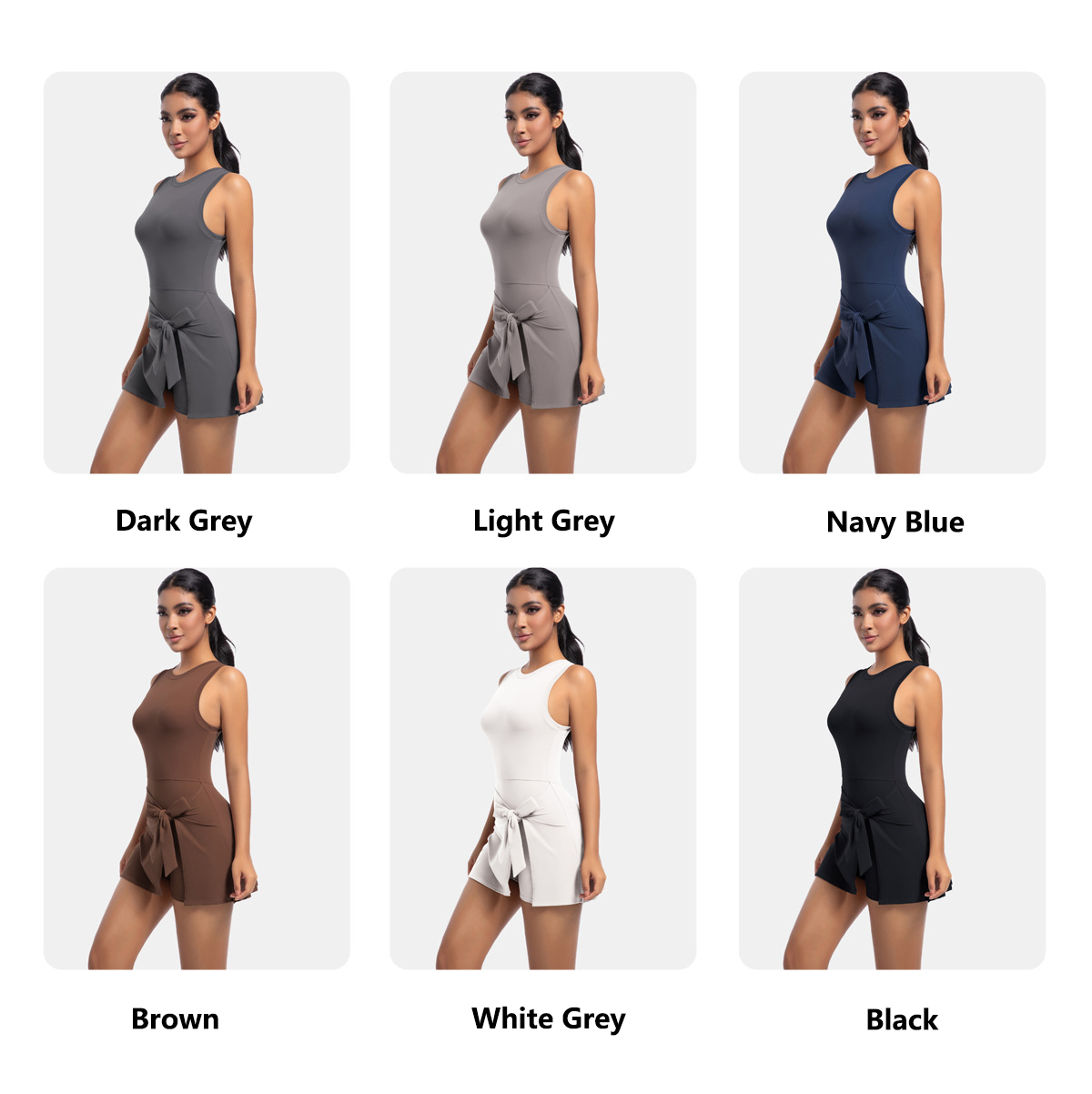 JJ-6672 New Arrival Women's Sportswear One Piece U Back Gym Tennis Dress High Stretchy Breathable Golf Skirt With Shorts