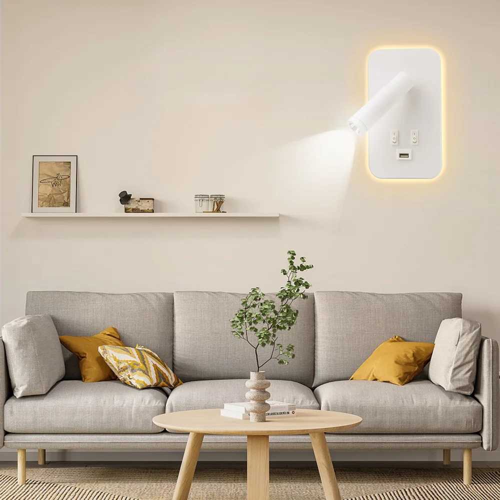 Bedside Wall Lamp LED with USB Charging Port For Kitchen Table Office Living Room Wall Mounted Reading Light Home Spotlights LEDXJ250526