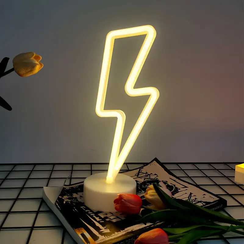 Lightning Bolt LED Neon Sign - USB/Battery Dual Power Neon Light with Switch Control - Decorative Tabletop Lamp for Bedroom W250526
