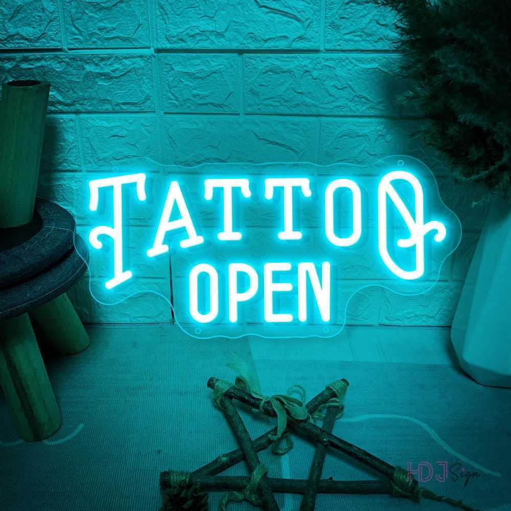 TATTO Open Neon LED Sign Tattoo Salon LED Neon Lights USB Room Wall Beauty Shop Decoration Tattoo Signs Neon Lamps Signboard W250526