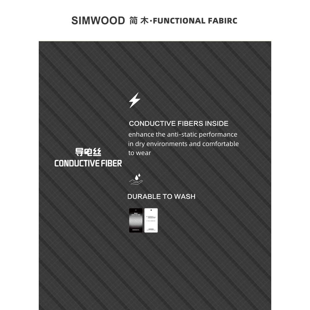 SIMWOOD 2025 Spring New Oversize Light Outdoor Jackets Men Softshell Antistatic Conductive Fibre Fabric Stand-up Collar Jacket