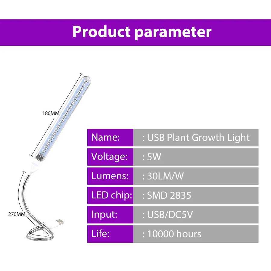 5V LED Grow Light Full Spectrum Red Blue Phyto Grow Lamp Indoor USB Phytolamp For Plants Flowers Seedling Greenhouse Fitolampy XJ250526