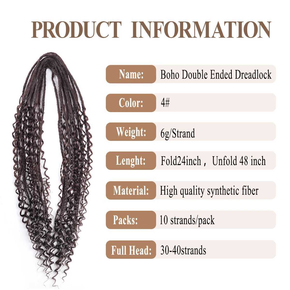 Synthetic Dreadlock Extensions Handmade Crochet Braids Hair 24Inch Synthetic For Black Women 10Strands Rae Hair Hip-Hop Braid S25526