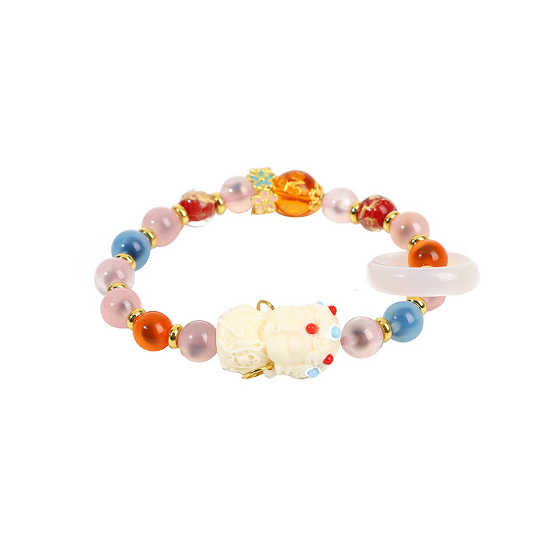 treasure glass colorful candy heart agate six character mantra bead handmade bracelet,