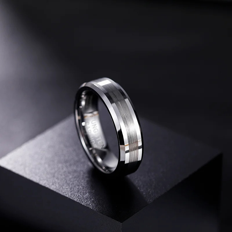 TIGRADE Fashion 6/8MM High Polish Man Rings Brushed Tungsten Carbide Ring Simple Classic Wedding Band Engagement Ring 250519