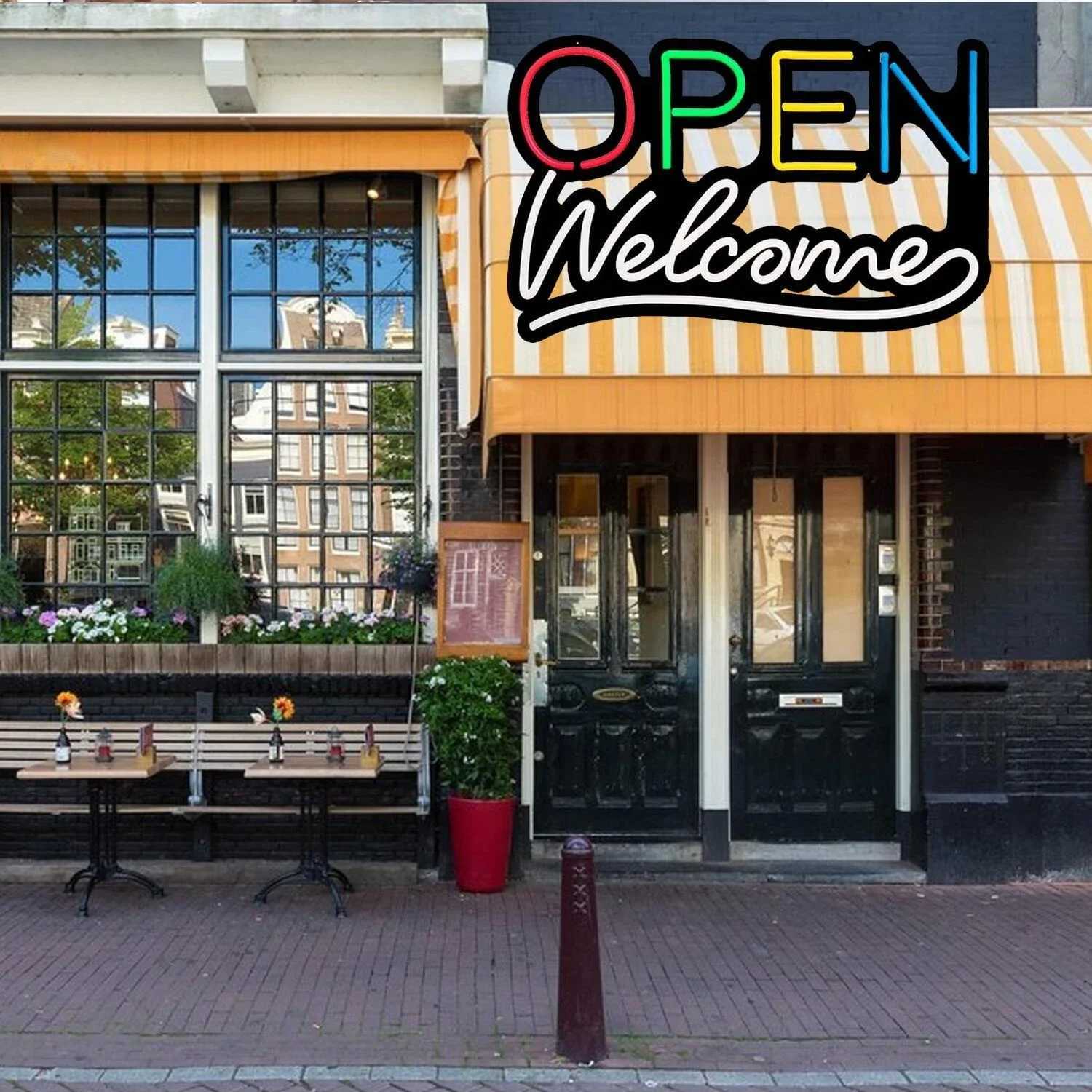 Open Neon Sign Wall Mounted Neon Lights for Bedroom LED Business Signs Office Man Beer Club Bar Christmas Party Gifts for Kids W250526