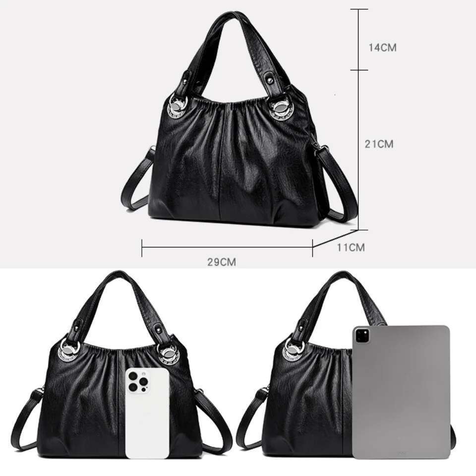Women s High end Soft Pu Leather Shoulder Designer Handbag Ladies Tote Bag Crossbody Commuting Layers Pleated Sac bag