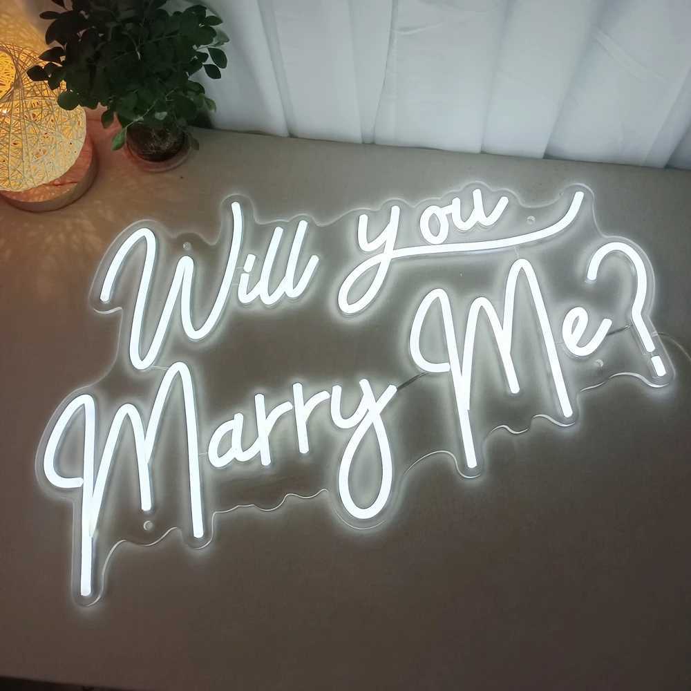 Will You Marry Me Neon Sign for Wedding Decorations 26.7 inches Large Marry Me Sign for Proposal Party Romantic LED Sign Light W250526