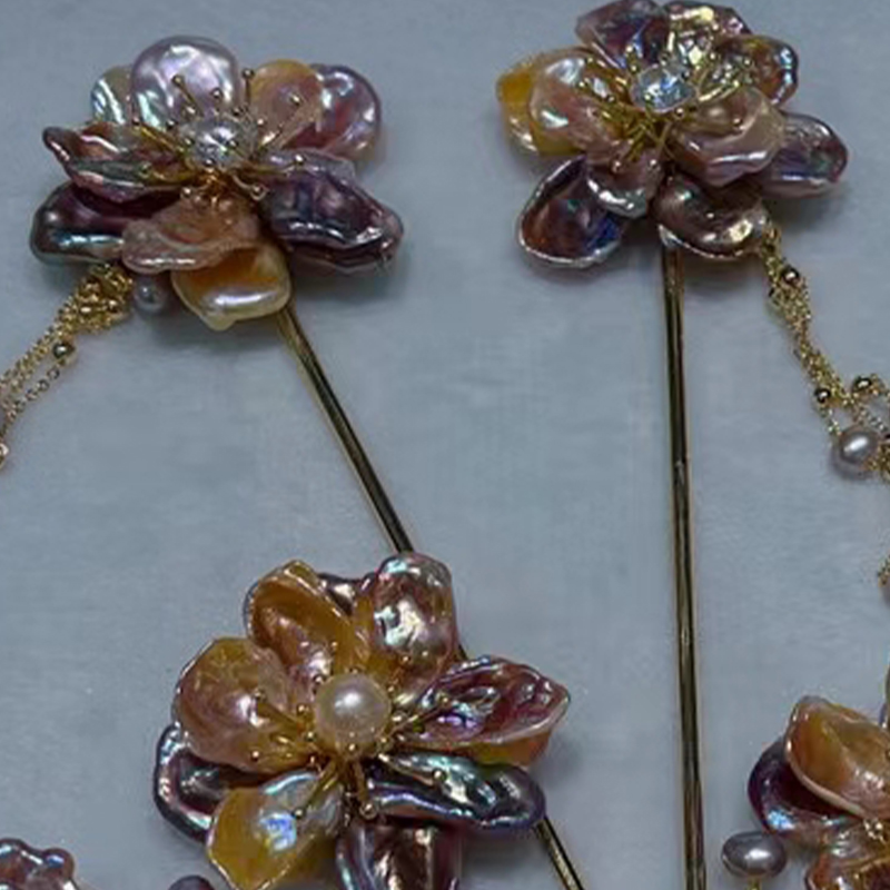 Chic Vintage Style Women's Flower Pin with Real Pearls for Earrings Accessory Collection