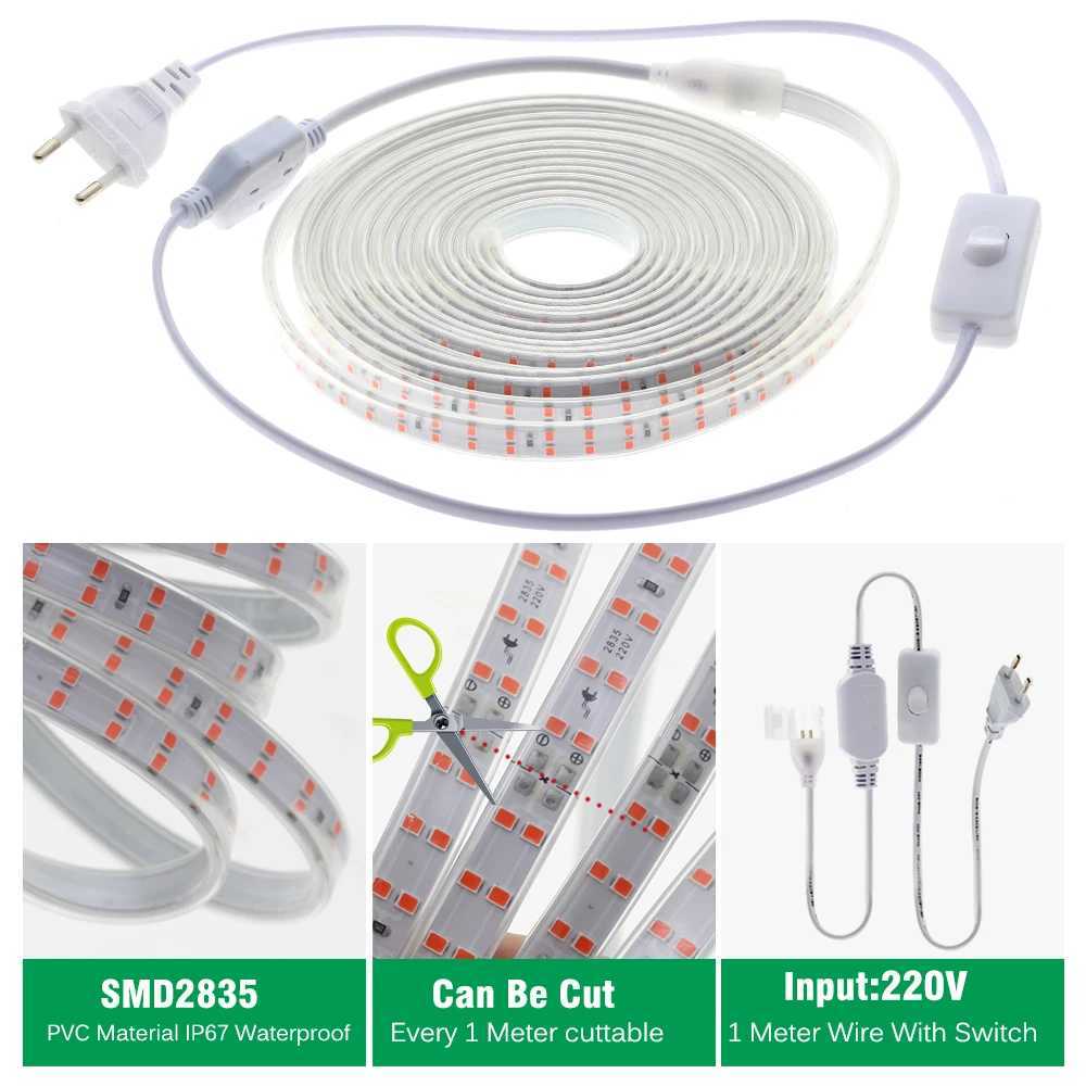 LED Grow Strip Full Spectrum Double Row Lamp Beads LED Grow Light AC220V Phyto Lamp For Plants Flowers Greenhouses HydroponicXJ250526