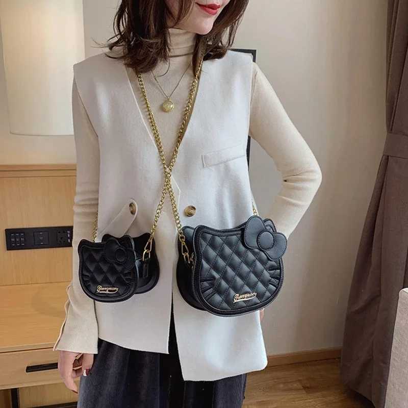 Sanrio Sanrioed Hello Kitty Shoulder Bag Fashionable Wallet Cartoon Purses Handbags Simple Rhombic Trendy Birthday Christmas Giftw250602