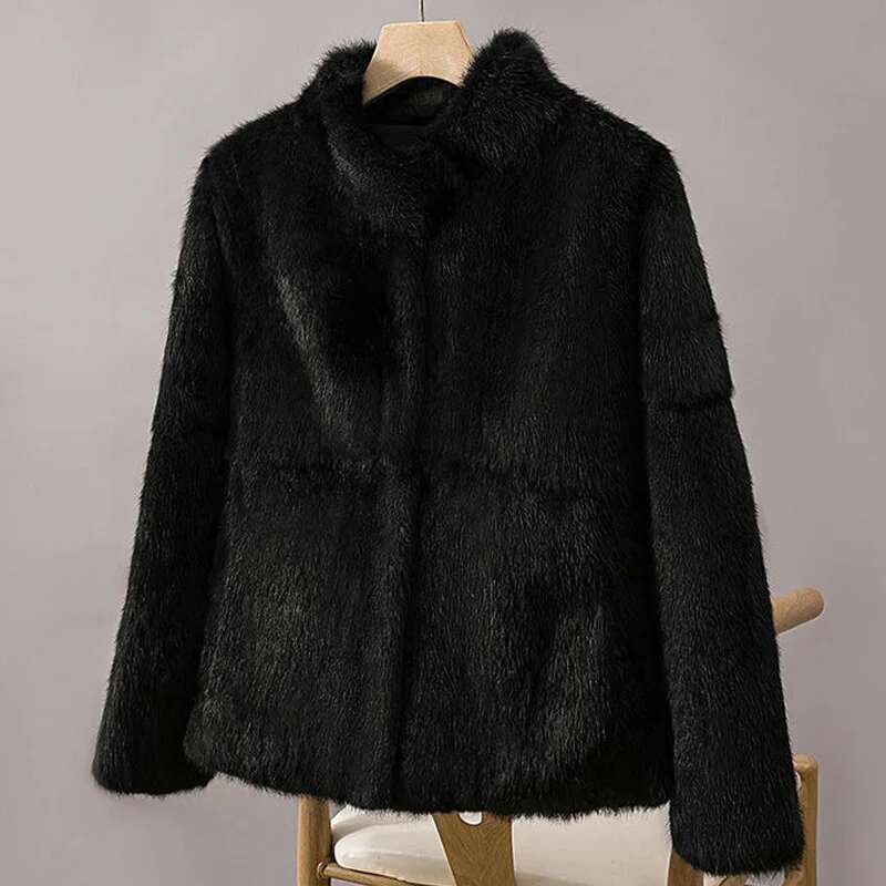 2024 Natural Rabbit Fur Coat Women Winter Jacket Real leather and fur promotion clothing Female On Offer