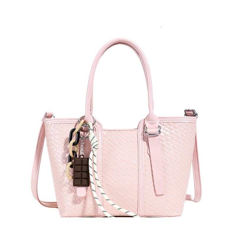 Korean Style Fashion Large Capacity Handbag Tote 2025 New Model Casual Shoulder Crossbody Bag with Textured Patchwork